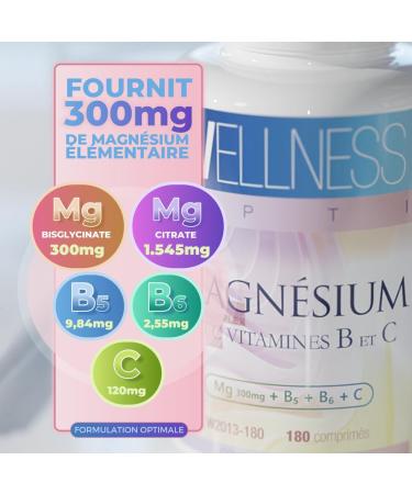 WELLNESS OPTI Magnesium with Vitamins B and C: Advanced Supplement 180 Tablets Optimal Combination for Energy and Daily Wellness Magnesium Synergistic Formula Vitamin C and B. - Buy Online on GoSupps.com