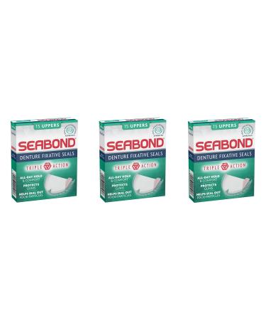 THREE PACKS of Seabond Denture Fixative Uppers