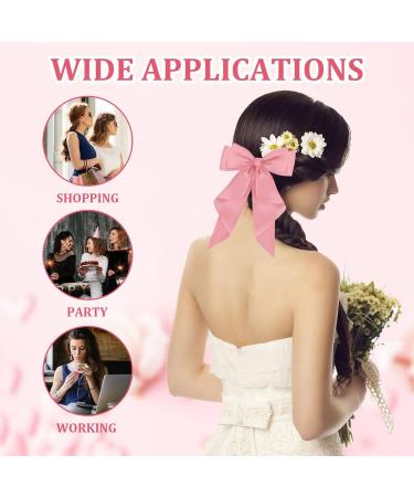 FEXPDL Pack of 2 Hair Bows for Women Pink Bow Hair Clip White Hair Clips for Girls Solid Color Large Bowknot Hairpin Hair Clip Satin Hair Bow Black+PINK - Buy Online on GoSupps.com