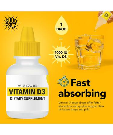 Good Raz Vitamin D Drops | Water-Soluble Liquid D3 | Non-GMO Kosher | Flavorless | 4-Month Supply - Buy Online on GoSupps.com