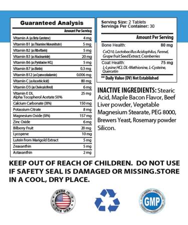 Urinary Health Cat Treats - Premium Hair Skin & Urinary Care Supplement for Dogs & Cats - 2 Bottles (120 Tablets - Buy Online on GoSupps.com