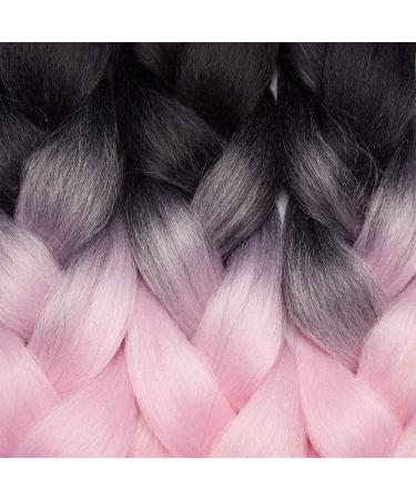 Tess Braids Extensions Ombre 60 cm - 3 Pack Jumbo Kanecalon Hair for Box Braids - Black/Purple Ombre - 100g per Bundle - Buy Online on GoSupps.com
