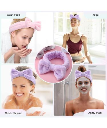 WSYUB Soft Coral Fleece Headband Set | 8 Bow Hair Bands for Makeup, Face Washing, Shower, and Skin Care | Fluffy Spa Head Wraps for Women and Girls | 8 Colors - Slumber Party Supplies - Buy Online on GoSupps.com