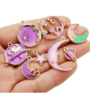 24-Piece Assorted Gold Plated Celestial Cat Charms for DIY Jewelry Making - Purple Enamel Earrings Necklace Bracelet Crafting (M582) - Buy Online on GoSupps.com