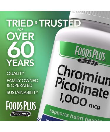 FoodsPlus Chromium Picolinate 1 000 mcg Mineral Supplement Superior Apsorption Chromium Supplement 100 Servings - Buy Online on GoSupps.com