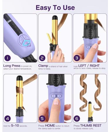 ZAVAREA 1 1/4 Inch Automatic Curling Iron - 2024 Upgrade Dual Voltage Self-Curling Wand for Long Hair Extra-Long Barrel - Effortless Waves & Beach Curls in Purple - Buy Online on GoSupps.com