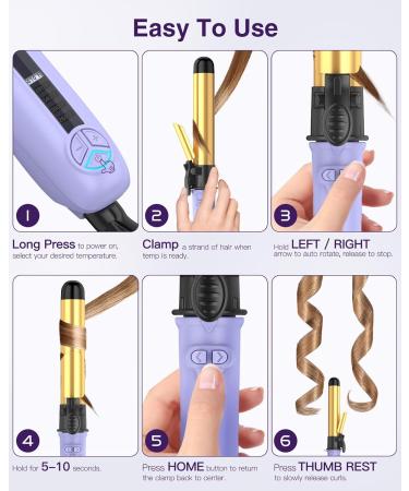 Rotating Curling Iron 1 1/4 Inch Automatic Curling Iron Self Curling Wand with Extra Long Barrel for Medium and Long Hair Dual Voltage Auto Rotating Hair Curler for Curls and Waves 1 1/4 Inch Purple - Buy Online on GoSupps.com