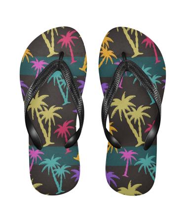 Mnsruu Black Palm Leaf Flip Flops Home Hotel Spa Bedroom Travel XXL for Men and Women