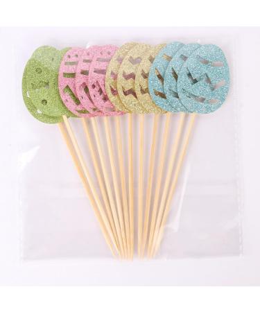 Auliuse 12Pcs Easter Eggs Cupcake Toppers - Glitter Colorful Egg Cupcake Toppers Party Decoration Supplies Easter Eggs Spring Theme Green Blue Yellow Pink Cake Decor Birthday Cupcake Picks (Egg) - Buy Online on GoSupps.com