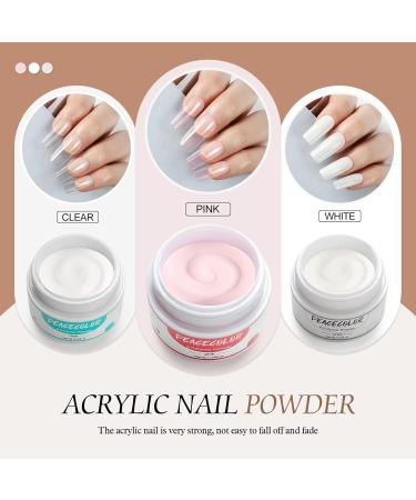 PEACECOLOR Acrylic Nail Kit for Beginners White Pink Clear Acrylic Powder 30ml Acrylic Liquid for Nail Extension Nail Forms Acrylic Nail Brush Acrylic Nails Supplies AC-21 - Buy Online on GoSupps.com