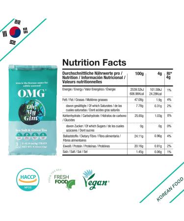 OMG OH My Gim Seaweed Sea Salt & Gr ntee 4G * 18er - Vegan Dried Seaweed Chips | Korean Food Gift Packaging - Buy Online on GoSupps.com