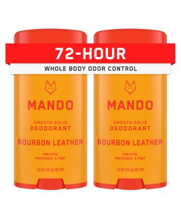 Mando Whole Body Deodorant For Men - Smooth Solid Stick - 72 Hour Odor Control - Aluminum Free Baking Soda Free Skin Safe - 2.6 Ounce (Pack of 2) - Bourbon Leather Bourbon Leather 2.6 Ounce (Pack of 2)