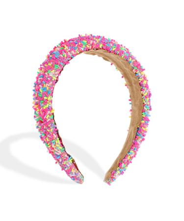 VOCOSTE Sprinkle Headband Decor Hairbands Wide Fashion Hair Hoop Rose Red