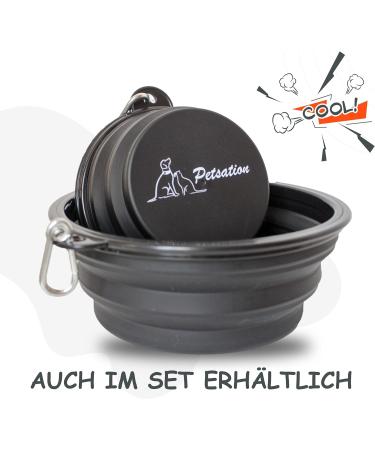 Petsation Foldable Dog Bowl - Original 350ml Travel Water & Food Bowl - Ideal for On-the-Go Pet Feeding (Black) - Buy Online on GoSupps.com