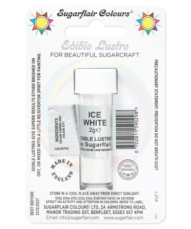 Sugarflair Ice White Edible Lustre Dust Add a Lustrous Shine to Cakes or Decorations. Brush On or Add Rejuvenator to Create Eye-Catching Edible Paint Gives Shine to Your Bakes - 2g