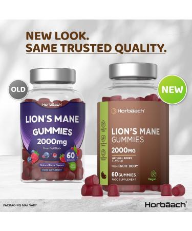 Lions Mane Gummies 2000mg | High Strength Lions Mane Supplement | Mushroom Extract | Natural Berry Flavour | 60 Vegan Gummies | by Horbaach - Buy Online on GoSupps.com