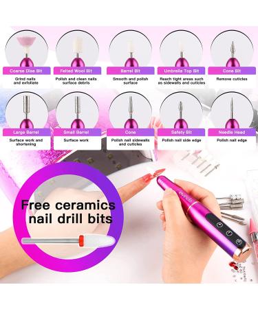 Lavinda Aurora Cordless Nail Drill Kit - Rechargeable Electric File for Gel & Acrylic Nails with 12Pcs Bits - Portable E-File for Beginners - Buy Online on GoSupps.com