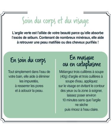 Briochin since 1919 - 100% Natural Origin Green Clay 200 g - Body face and hair care - Purifying and Mattifying - Beauty Essential - Rich in trace elements - Absorbs excess sebum - DIY - Buy Online on GoSupps.com