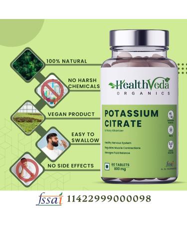 Nutranix DKM Organics Potassium Citrate 800mg - 60 Veg Tablets - Supports Nerve, Muscle, Joint, and Bone Health - Helps Manage Electrolyte Balance - for Men & Women - Buy Online on GoSupps.com