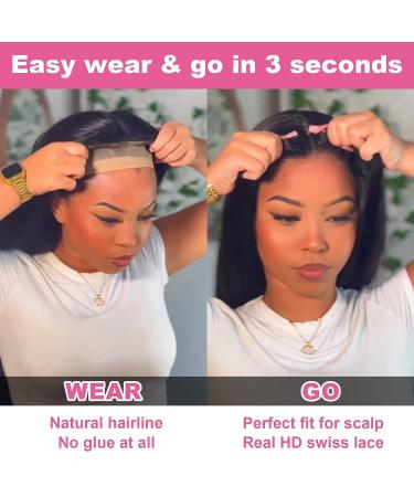 Original Queen 24 Inch Straight HD Lace Front Wig - Glueless Human Hair Wig for Women - Pre Cut & Pre Plucked - 180% Density - Natural Black - Buy Online on GoSupps.com