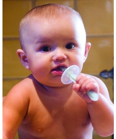 green sprouts Silicone Baby Toothbrush | Massages and Cleans Gums & Teeth | Soft, Flexible & Durable | Safety Shield for Protection - Buy Online on GoSupps.com
