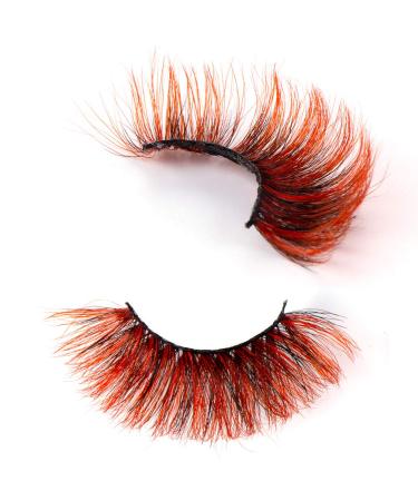 Halloween Colored eyelashes 3D Mink Color Lashes,100% Siberian Mink Colored 25mm Long colorful Dramatic False Eyelashes(maroon) Maroon(25mm)