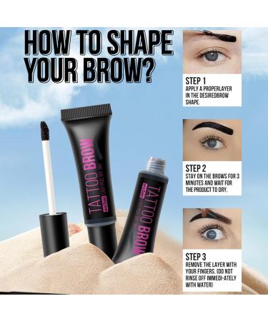  Eazerom 03 Peel Off Eyebrow Tint - Waterproof Eyebrow Dye - Peel Off - Natural Tattoo Gel - Long-Lasting Makeup - 03# Black - Buy Online on GoSupps.com