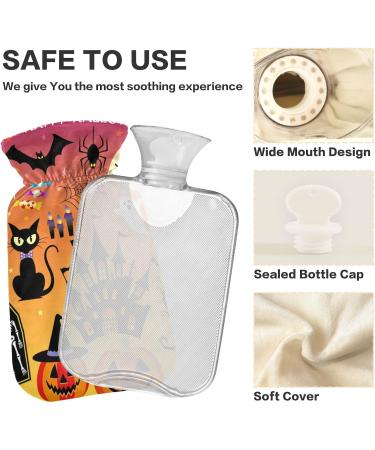 Naanle Black Cat Halloween Heat Bottle | 1L Transparent Hot Water Bottle & Hand/Foot Warmer for Pain Relief & Cold Therapy - Buy Online on GoSupps.com