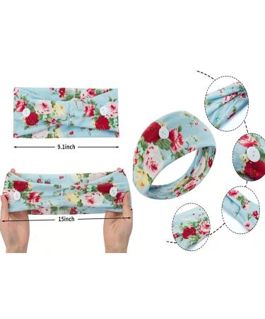 SHUNMEILO 7pcs Buttoned Mask Headbands for Women and Teen Girls - Floral Turban Yoga Head Wraps - Buy Online on GoSupps.com