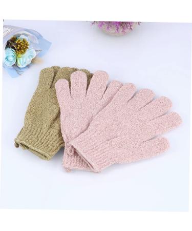 Minkissy Exfoliating Bath Gloves - 2 Pairs Rayon Scrubber Mitts for Body Wash & Shower | Lazy Five Fingers Body Scrubber - Buy Online on GoSupps.com