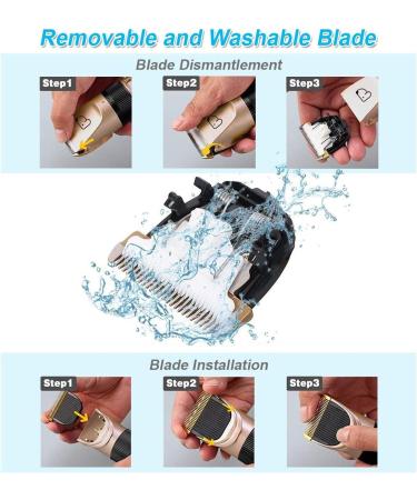 eSynic Pet Dog Clipper Grooming Trimmer Professional Animal Electric Hair Cutter Shaver Kit with 4 Combs Titanium Fixed Knife Prevent Skin Allergies Low Noise Gold and Black - Buy Online on GoSupps.com