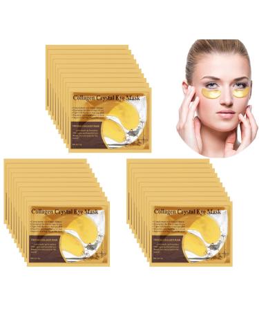 30 Pairs Crystal Collagen 24k Gold Under Eye Gel Pad Face Mask Anti Aging Wrinkle for Dark Circles Anti Wrinkle Puffy Eyes Skincare Hydrating Soothing