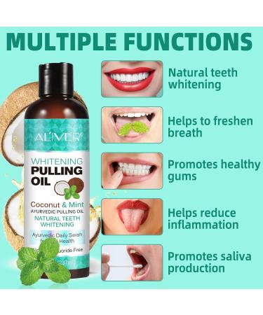 Natural Ayurvedic Mouthwash Coconut & Peppermint Oil for Fresh Breath Teeth Whitening & Healthy Gums 8 fl oz - Buy Online on GoSupps.com
