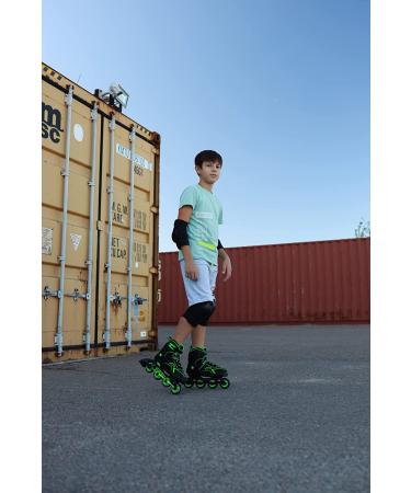 2PM SPORTS Torinx Adjustable Inline Skates - Orange/Red/Green Black - Beginner Roller Blades for Kids - Green Medium - Big Kid (1-4 US) - Buy Online on GoSupps.com