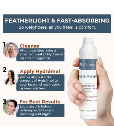Aurene Hydr mel Watermelon Moisturizer with Niacinamide Watermelon Face Cream for Dry, Sensitive & Dull Skin Hydrating & Brightening Water Melon Skin Care with Apple & Lentil Extracts, 1.7 fl oz - Buy Online on GoSupps.com
