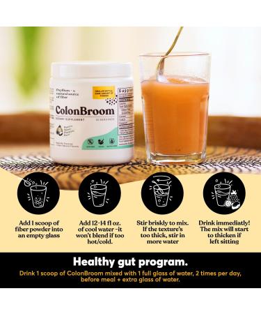 ColonBroom Psyllium Husk Powder with Stevia (Tropical Fruits) - Colon Cleanse for Bloating Relief & Gut Health - Colon Broom Fiber Powder Drink - Vegan Fiber Powder Stevia Supplement 50 Servings 9.86 Ounce (Pack of 1) - Buy Online on GoSupps.com