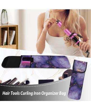 Purple Marble Neoprene Sleeve for Curling Iron | Heat Resistant Travel Holder & Cover for Hot Tools - Buy Online on GoSupps.com