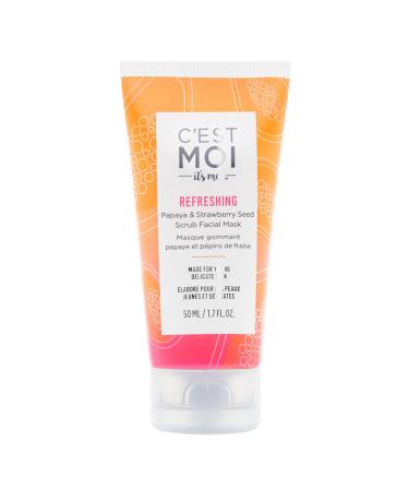 C'est Moi Refreshing Papaya & Strawberry Seed Scrub Facial Mask | Balance & Hydrate Skin Moisturizing Facial Mask Clinically Tested Non-Toxic Ingredients feat. Sugar & Aloe EWG Verified 1.7 oz