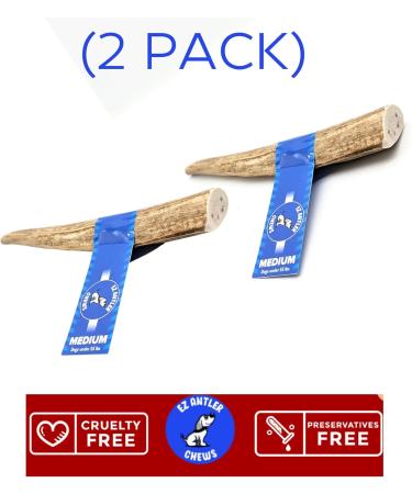 EZ Antler Chews - Elk Antlers for Dogs - Medium Whole (2 Pack) - Dogs Under 25kg - Dog Treats Dog Chews - Marrow Bone Dog Treats - Naturally Shed Preservative Free Cruelty Free - Antler Dog Chew - Buy Online on GoSupps.com