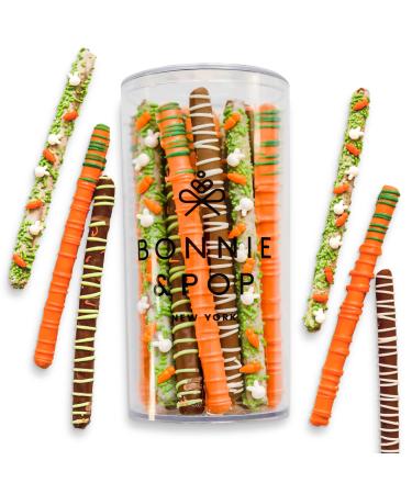 Easter Gift- Chocolate Dipped Pretzels Gift Baskets- Premium Milk Chocolate Coated and Drizzled Snack | Best Food Treats Gift Idea for Men, Women, Him, Her, Girlfriend, Boyfriend- Bonnie and Pop