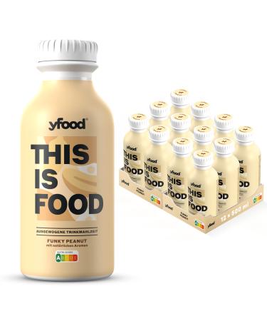 YFOOD Drink Funky Peanut delicious drinking meal for on the go this is food drink 34g protein 26 vitamins and minerals 12 x 500ml flavor including 3.00 Pfand Funky Peanut (deposit) 500 ml (12 pack)