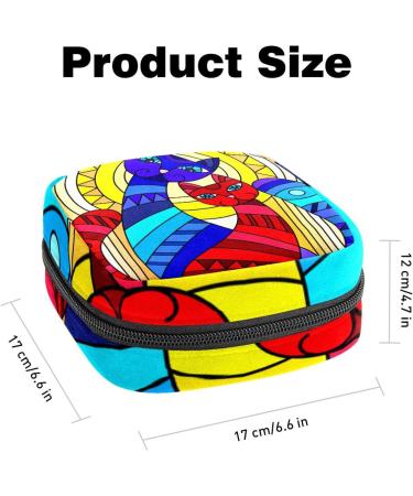 Women s Portable Period Kit - Abstract Geometric Cats Storage Pockets - Feminine Product Bag - Orange Background | Stillpad Waller - Buy Online on GoSupps.com