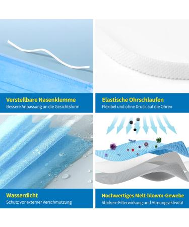 Naton Pack of 50 Medical Disposable Masks - 3-Ply Blue Surgical Masks EN 14683 Type IIR CE Certified Face Protection - Buy Online on GoSupps.com