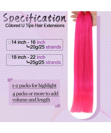 Runature Bondings Extensions | Real Hair U Tip Extensions 55cm | Hot Pink Keratin Hair Extensions 25g 25 Strands - Buy Online on GoSupps.com