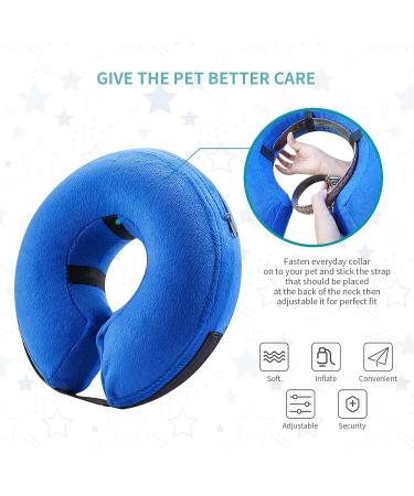 Pet Spies Inflatable Collar for Dogs & Cats - Comfortable Recovery & Protection Pillow with Magic Zipper (L/Blue) - Ideal for Swimming & Neck Support - Buy Online on GoSupps.com