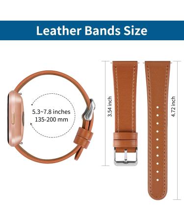 BOTNUW Leather Bands Compatible with Fitbit Versa 2, Versa, Versa Lite - Brown Leather Replacement Strap for Women and Men - Buy Online on GoSupps.com