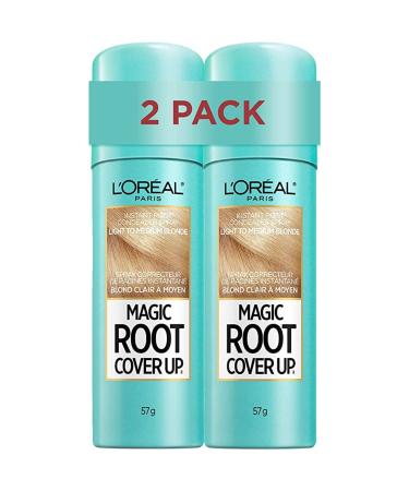 L'Oreal Paris Magic Root Cover Up Temporary Hair Color Light Brown Instant Root Concealer Spray Hair Dye Duo Pack 2x57g Medium Blonde 57 g (Pack of 2)