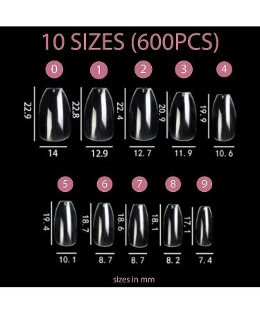 Flossy Soft Gel Coffin Shape Nail Tips - 600pcs Short Length Full Cover Pre-shaped Extensions for DIY False Nails - Buy Online on GoSupps.com