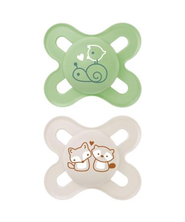 MAM Start Cute 0-2M Soother 2PK - Unisex Baby Soothers with Self Sterilising Travel Case Newborn Essentials (Designs May Vary)