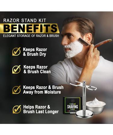 Premium Straight Razor Stand Kit | Shaving Bowl, Soap Puck, Razor Stand & Brush | Organize & Protect Your Razor | Ideal for a Clean Bathroom | Enhance Your Shaving Experience - Buy Online on GoSupps.com